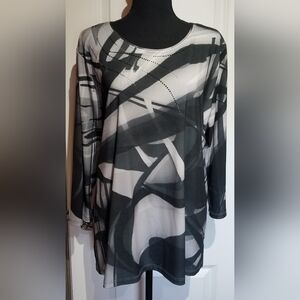 Allison Daley Geometric Abstract Blouse 3/4 Sleeve - Ladies Size XL